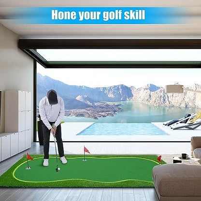 Golf Putting Green/Mat-Golf Training Mat- Professional Golf Practice Mat- Green Long Challenging Putter for Indoor/Outdoor - style: 5x12ft 3Holes