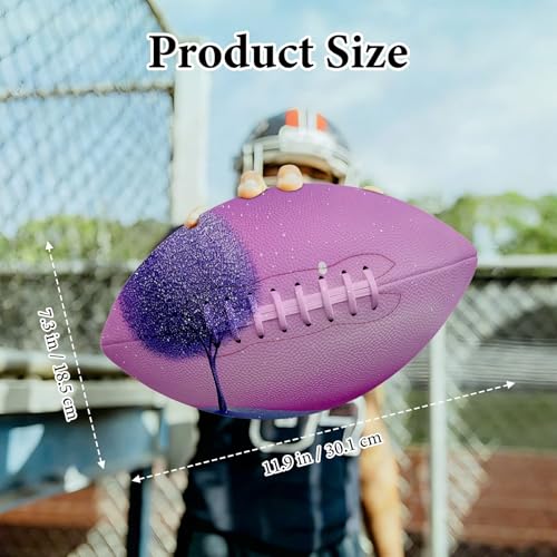 American Football, Official Size 11.9 x 7.3 Inch, Premium Composite Leather High-Grip Ball with Pro-Style Lacing, Unique Prints for Training, Games & Gifts - color: Pink Sky Purple Tree