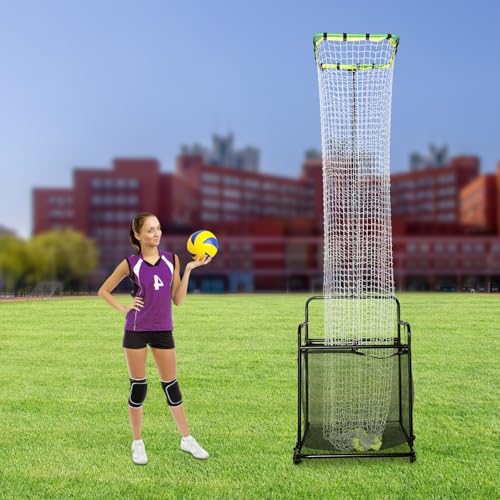 Volleyball Setting Trainer Net Volleyball Training Equipment with Adjustable 5.58-11FT Height and Angle for Professional, Beginner Serving, Passing Setting Training Practice Equipment Indoor Outdoor