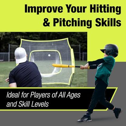 7x7 Baseball & Softball Practice, Hitting, & Pitching Net with Bow Frame, Carry Case and Strike Zone, Ultimate Training Net