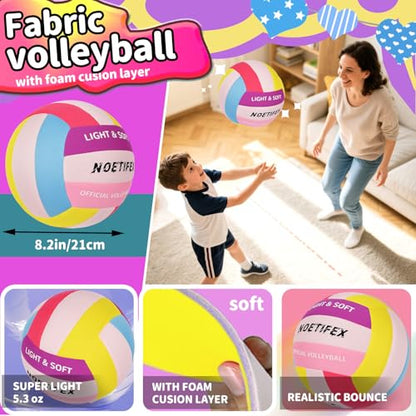 Soft Volleyball-Super Soft Fabric Light Volleyball for Indoor Practice Safe and Quiet Kids Youth Beginners House Yard Training Practice Games(Deflated) - color: Colorful