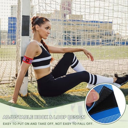Captain Arm Bands for Soccer, Soccer Captain C Armband, Classic Striped Elastic Protective Arm Badge Player Bands - color: Blue