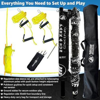 Park & Sun Sports Spectrum Classic: Adjustable Professional Outdoor Volleyball Net System - color: Black