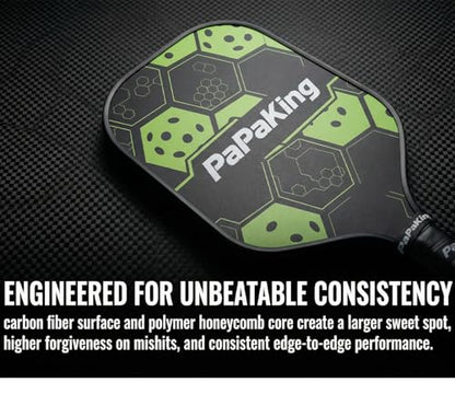 Pickleball Paddles, Lightweight Carbon Fiber Pickleball Paddle with 2 Balls, Pickle Ball Racket for Ultimate Spin and Consistency, Enhanced Shock Absorption for High Spin
