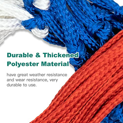 Sanung Tricolor Basketball Net, 12 Loops 7 Knots Polyester Anti-Whip Basketball Net Replacement,All-Weather for Indoor Outdoor Use, Set of 2