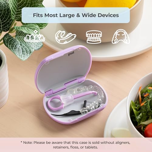 PUL Aligner Care Convenience Kit – Case + 2-in-1 Tool for Invisalign, Retainers, Partial Dentures, Mouth & Night Guards & More – White Case & 2-Pack of White Aligner Seating Chewie & Removal Tool - color: White Combo