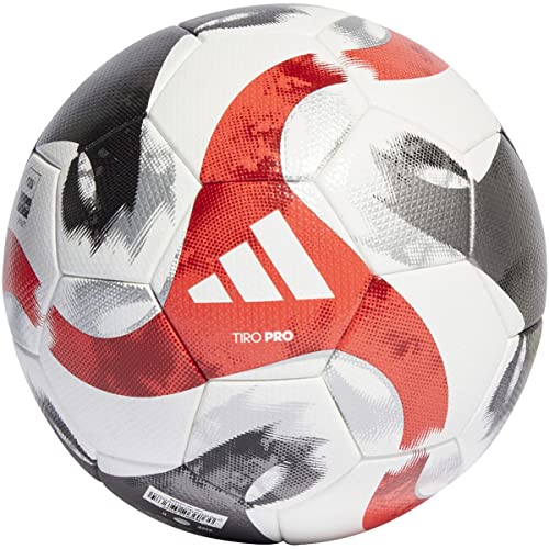 adidas Tiro Soccer Ball - color: White/Black/Iron Metallic/Power Red/Pro, size: 5