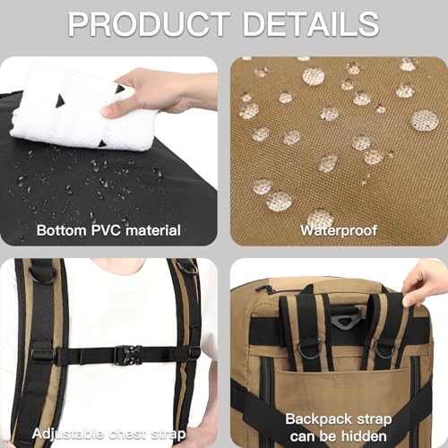 100L Extra Large Travel Duffle Bag Backpack for Men, 3 in 1 Sports Duffel Bags W/Adjustable Shoulder Strap & Dividers Gym Equipment/Gear Weekend Overnight Bag for Trip Camping Hiking, XL Brown - color: Brown