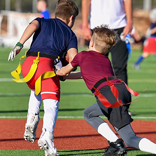 Junkin 6/8/10 Players Flag Football Sets Adjustable Football Belts and Flags for Youths Teens Kids Adults Players Sports Team - color: Red, Yellow