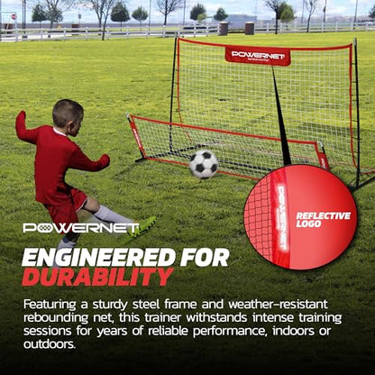 PowerNet Fast Pass Rebounder Soccer Trainer, 6 x 4 FT, Dual-Sided Soccer Net Rebounder for Passing & Ball Control, Portable Training Equipment for Solo & Team Drills