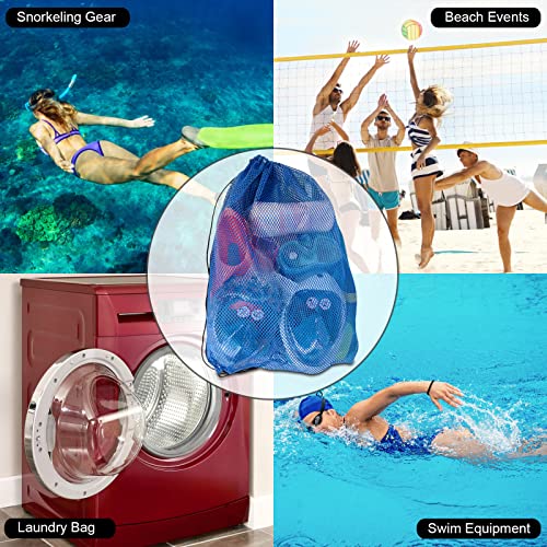 3 Pack Mesh Dive Bags Oversized 19" x 27" Drawstring Snorkel Gear Bag for Scuba Diving, Swim Equipment, Beach Toys, Pool Gear, Gym Sports, Laundry & Scallop Collecting, Black Blue