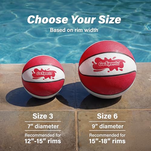 GoSports Water Basketballs 2 Pack - Choose Between Size 3 and Size 6, Great for Swimming Pool Basketball Hoops - style: Red Size 3 (7" D)