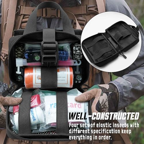 Upgrade Molle Rip Away Ifak Pouch, Tactical Small Belt First Aid Pouch Medical Utility EMT Pouch Only - color: BLACK