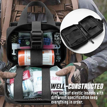 Upgrade Molle Rip Away Ifak Pouch, Tactical Small Belt First Aid Pouch Medical Utility EMT Pouch Only - color: BLACK