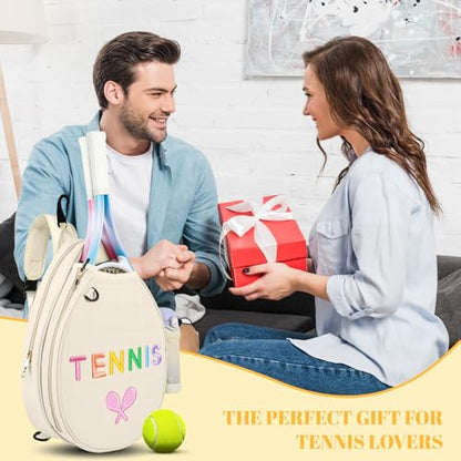 NZNDB Tennis Bags for Women Girl, Tennis Sling Crossbody Backpack, Water Resistant Tennis Bag for Pickleball, Tennis, Racketball - color: White
