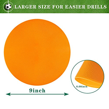 Spot Markers Rubber Floor Dots 9inch Non Slip Agility Dots Flat Cones for Kids Sports Soccer Basketball Training, Social Distancing, Preschool Kindergarten Classroom - style: 12Pcs Orange