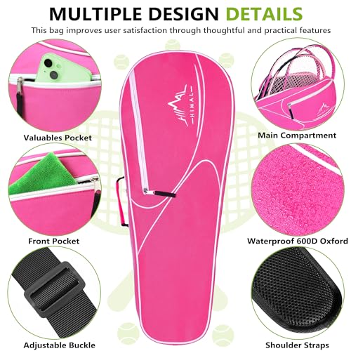 Himal 3 Racquet Tennis Bag With Protective Pad, Tennis Racket Bag for Men Women, Sports Enthusiasts of All Ages - color: Pink