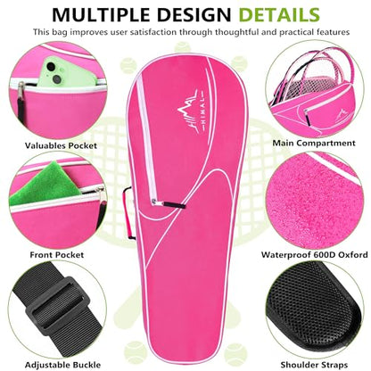 Himal 3 Racquet Tennis Bag With Protective Pad, Tennis Racket Bag for Men Women, Sports Enthusiasts of All Ages - color: Pink