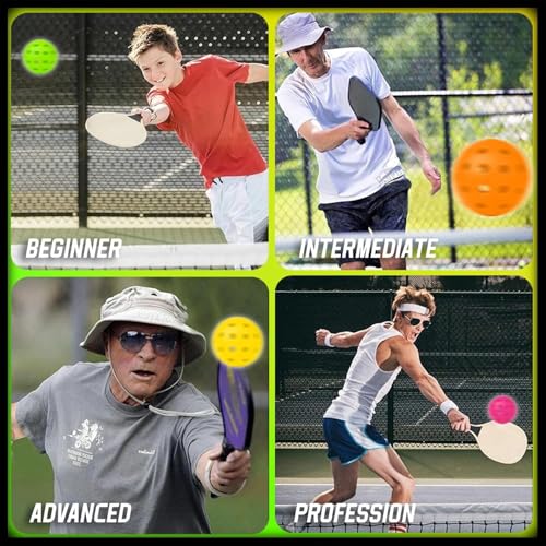 6-Piece USAPA-Certified Pickleball Set - 40-Hole Outdoor Competition Balls, High Elasticity + Weather-Resistant Design, Includes Portable Mesh bag, Suitable for Beginners/Professional Training