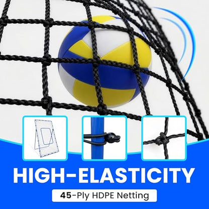 Volleyball Rebounder Net 7x4 FT, Multi-Sport Training Net with 45-Strand High Elastic Cords, Volleyball Rebounder, Soccer Rebounder, Baseball Net for Indoor Outdoor Practice