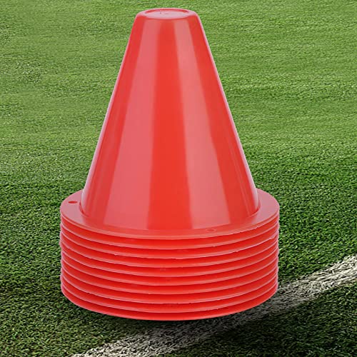 10-Pack Football Training Cones, Bracket Accessories, Obstacle Marking Set - color: Red