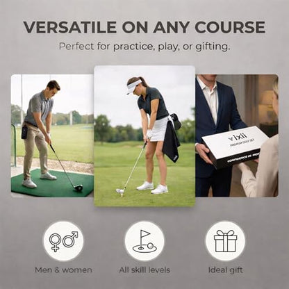 Premium Mens Golf Sets New Golfer Gifts for Women, Golf Accessories for Men with 3-Layer Golfing Balls, Bamboo Tees, Waffle Towel, Divot Tool & Ball Marker, Golfer Must Haves Golfing Accessories