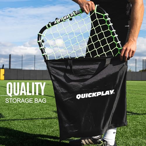 QUICKPLAY Handheld Soccer Rebounder | Elastic Connected Net for Fast, Unpredictable Rebounds | Ideal for Goalkeeper, Volley & Passing Drills and Heading Practise