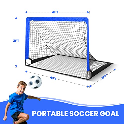YSSOA 2 Set 4'x3' Portable Soccer Goals for Backyard Pop Up Folding Soccer Net with Carry Bag, Perfect for Youth, Adult, Games or Practice