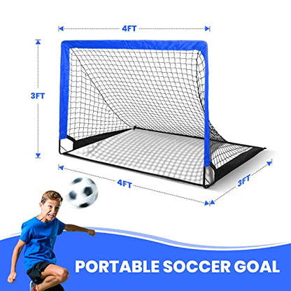 YSSOA 2 Set 4'x3' Portable Soccer Goals for Backyard Pop Up Folding Soccer Net with Carry Bag, Perfect for Youth, Adult, Games or Practice
