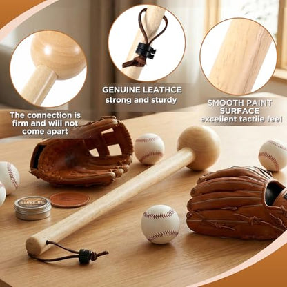 Hollowfly Baseball & Softball Glove Mallet-12 Inch Wooden Hammer with Leather Rope, Durable Glove Pocket Break-in Tool