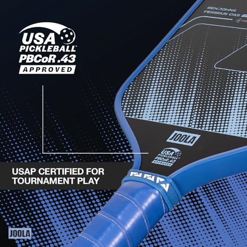 JOOLA Ben Johns CAS 16mm Carbon Fiber Pickleball Paddle - CAS Surface Tech - Control & Power Paddle - USAP Approved - Aero Curve - Feel-Tec Pure Grip - NFC Chip - color: Azure Blue, size: Perseus