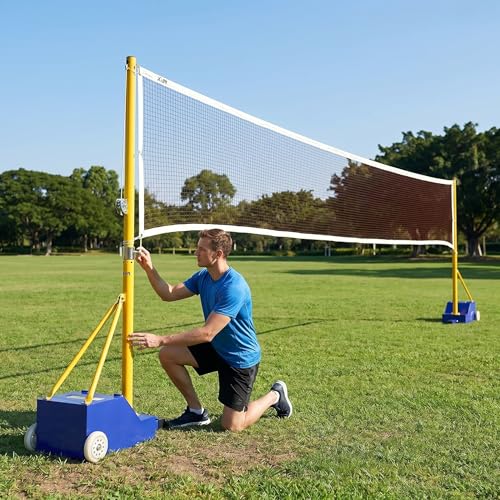 Heavy-Duty 2-in-1 Badminton & Volleyball Net Set with Movable Frame and Wheels - Perfect for Outdoor Backyard Sports