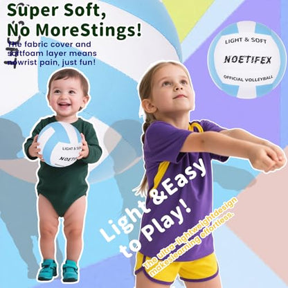 Soft Indoor Volleyball, Ultra Soft Fabric Lightweight Volleyball for Safe & Quiet Practice, Ideal for Kids Youth Beginners Indoor Home Yard Training Games (Deflated)