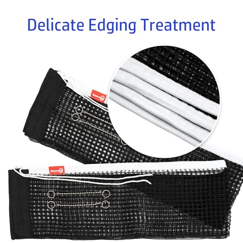 Sanung C-Y1 Table Tennis Net, 2 Pieces High Stretch Foldable Ping Pong Net with 4 Chains Adjust Tension Height, Compatible with Any Standard Size Desktop for Indoor Outdoor Use