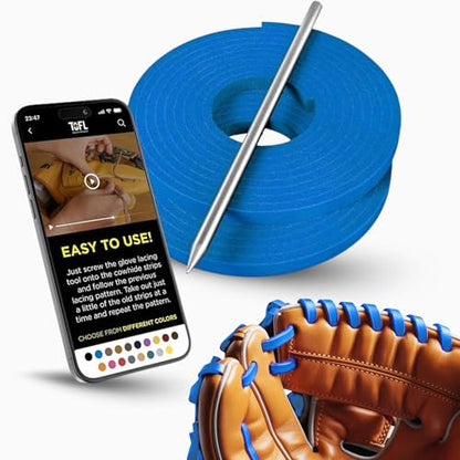 TOFL Softball and Baseball Glove Lace Kit | Mitt Lace Glove Repair Lacing Kit | 2 Leather Laces with Lacing Needle for Catchers Glove