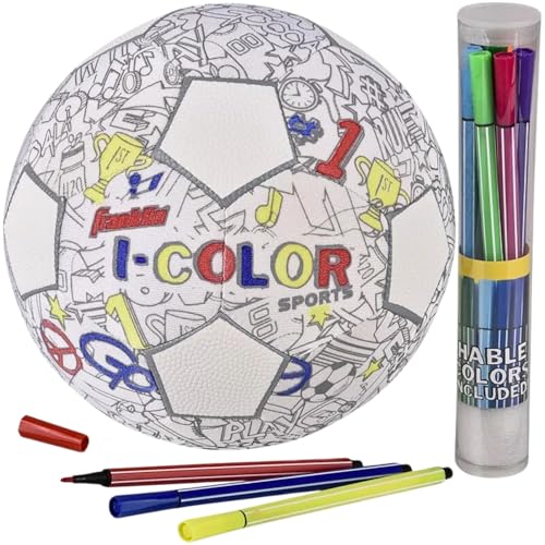 Franklin Sports iColor Kids Mini Balls - Custom Color Balls with Markers Included - Design Your Own Ball for Kids + Toddlers - Soccer Ball - Football - style: Soccer Ball