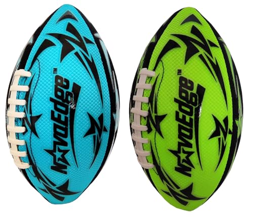 Hydro Water Football - 9.25-Inch Mesh Outer with Rubber Bladder | for All Ages - Pool, Lake, Beach Play | Textured Grip with Real Laces | Includes Pump | Choose 1 or 2 Ball Pack - color: Blue X1 + Green X1