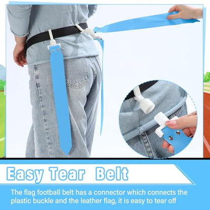 Junkin 6/8/10 Players Flag Football Sets Adjustable Football Belts and Flags for Youths Teens Kids Adults Players Sports Team - color: Sky Blue