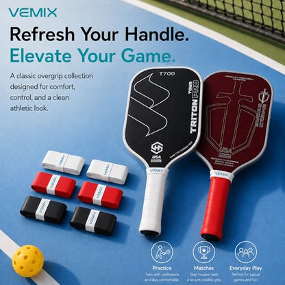 Pickleball Overgrip Tape – Non-Slip Sweat-Absorbing Replacement Grip for Paddle & Tennis Racquet, Soft Cushion Comfort, Multi-Pack Color Options - style: Red 4 + Black 4 + White 4