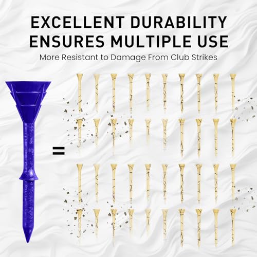Amy Sport Golf Tees Plastic 3 1/4 inch Upgrade Unbreakable Bulk 30 Pack Reduce Friction Side Spin Durable Stable 83 mm Long Tee for Golfer Practice - color: Blue