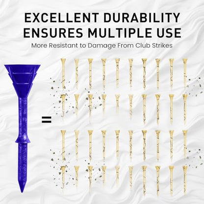 Amy Sport Golf Tees Plastic 3 1/4 inch Upgrade Unbreakable Bulk 30 Pack Reduce Friction Side Spin Durable Stable 83 mm Long Tee for Golfer Practice - color: Blue
