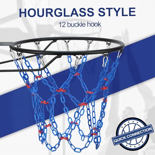 Basketball Net Replacement Heavy Duty,Resin Material, Anti-Rust Use Indoor Outdoor Standard 12-Ring Basketball Hoop