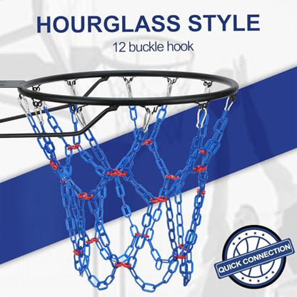 Basketball Net Replacement Heavy Duty,Resin Material, Anti-Rust Use Indoor Outdoor Standard 12-Ring Basketball Hoop