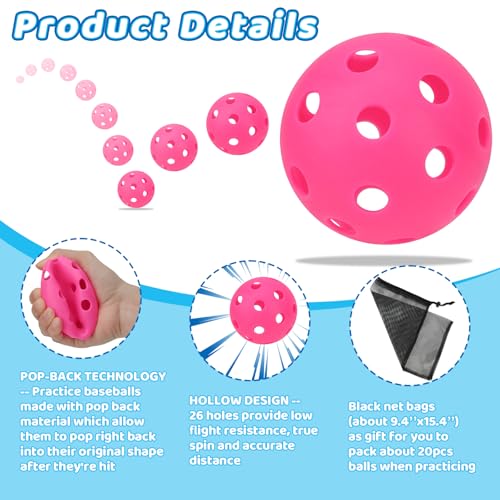 Mototo 12/30/60 Practice Baseballs for Hitting, 2.8 Inch Plastic Soft Baseballs for Practice Lightweight Soft Ball Hollow Training Softball for Sport Pitching Batting