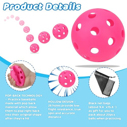 Mototo 12/30/60 Practice Baseballs for Hitting, 2.8 Inch Plastic Soft Baseballs for Practice Lightweight Soft Ball Hollow Training Softball for Sport Pitching Batting