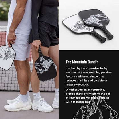 Bison Paddles: Carbon Graphite Pickleball Paddles - Lightweight Pickleball Rackets | Honeycomb Composite Core Improves Pickle Ball Placement and Increases Power | Durable Unibody Construction - color: Mountain Bundle