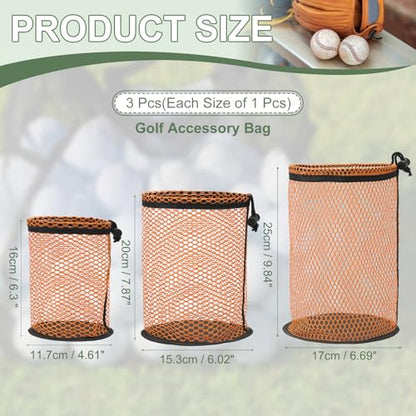 Golf Ball Storage Bag Nylon Mesh Golf Pouch with Adjustable Drawstring Closure for Sports Supplies Tennis