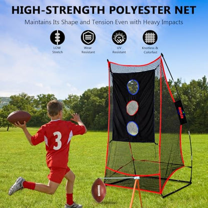 Kapler Football Kicking Net for Field Goals - 3x6FT Portable Football Net with Holder Tee - Sideline Practice for Backyard Skill Improvement