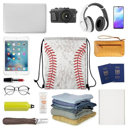 Baseball Drawstring Backpack - Cute Cinch Sack, String Backpacks for Kids Women Men Boys Girls for Gym Outdoor Sports Travel Athletic Drawstring Bag - Lightweight/Foldable