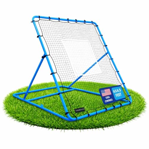 VELOCITY Adjustable Baseball Rebounder Net with 3 Return Angles, 4x4.5 Feet Soft Ball and Baseball Net for Skill Development Multi Sport Pitchback Feilding Trainer for Solo Practice